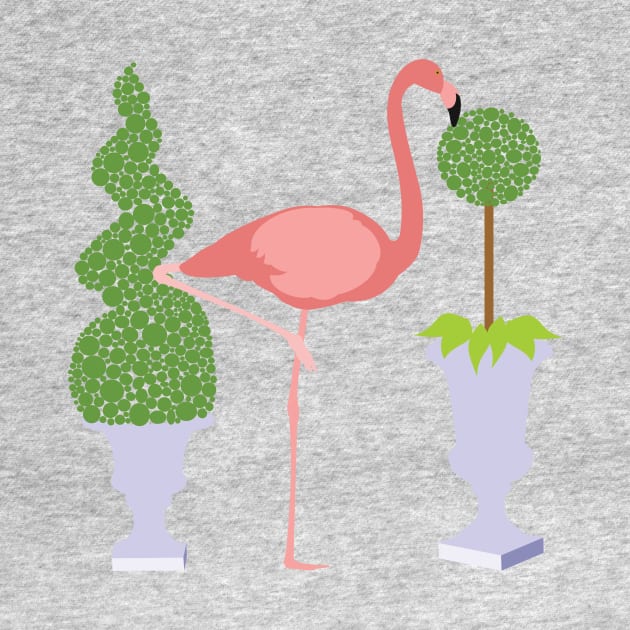 Pink Flamingo and Topiary Garden by evisionarts